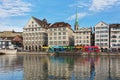 Buildings of the historic part of the city of Zurich along the Limmat river Royalty Free Stock Photo