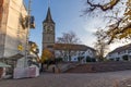 ZURICH, SWITZERLAND - 28 OCTOBER 2015 : St. Peter Church and autumn trees, City of Zurich