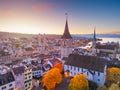 Zurich, Switzerland Old Town Skyline Over the Limmat River Royalty Free Stock Photo