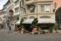 Historical center. View of the flower shop on the corner. The city of Zurich, Switzerland, Europe Royalty Free Stock Photo