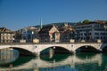 Zurich, Switzerland - September 13, 2016: Munsterbrucke Bridge over the river Limmat