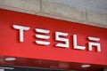 A sign of a store of the american tesla company