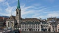 ZURICH, SWITZERLAND View of historic Zurich city center, Limmat river and Zurich lake, Switzerland. Zurich is a leading global cit