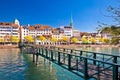 Zurich waterfront landmarks autumn colorful view Royalty Free Stock Photo
