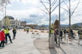 Zurich, ZH / Switzerland - April 8, 2019: police clear the premises at the spring festival Sechselauten in Zurich for security
