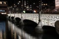 Zurich, ZH / Switzerland - January 4, 2019: nighttime view of the Rudolf-Brun bridge in downtown Zurich