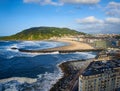 Zurriola beach at the mouth of the Urumea river. Donostia.