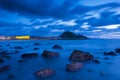 Zurriola beach sunset, Donostia city coast, San Sebastian, Euskadi Royalty Free Stock Photo