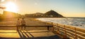 Zurriola Beach at sunset. San Sebastian, Basque Country. Spain Royalty Free Stock Photo