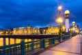 Zurriola bridge over Urumea river in night. Sant Sebastian Royalty Free Stock Photo