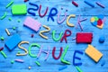 Zuruck zur schule, back to school written in german Royalty Free Stock Photo