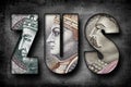 ZUS Text Made of  Polish Banknotes Royalty Free Stock Photo