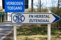 Zutendaal, Limburg, Belgium - Signs of warning and acces limitation to the FN Herstal weapon factory proving grounds