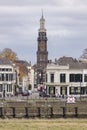 ZUTPHEN, NETHERLANDS - Nov 03, 2020: Boulevard of Zutphen with merchant tower