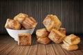 Bunch Of Zuzu Square Sesame Puff Croissant Pastry Set On Rustic Bamboo Place Mat Royalty Free Stock Photo