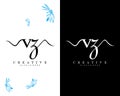 Vz, zv letters creative handwriting Logo design Template Vectof