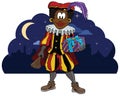 Zwarte Piet Holding a present