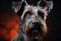 Zwergschnauzer dog on a black background, close up photo portrait. Ai art Royalty Free Stock Photo