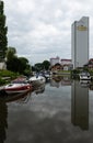 Zwevegem, East Flanders Region - Belgium - Harbour and reflections of a grain mill