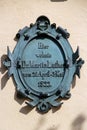 Zwickau, Germany - July 21, 2023: Memorial plaque on the historical house where lived Dr. Martin Luther in 1522