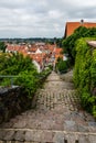 Zwingenberg Cityscape with roofs of old town during a cloudy day Royalty Free Stock Photo