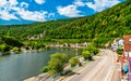 Zwingenberg Village and castle above the Neckar river in Germany