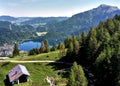 Zwolferhorn, green mountains, trees and lakes in Austria Royalty Free Stock Photo