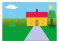 Graphics showing a small one-story house.