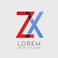 ZX logo letters with blue and red gradation