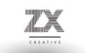 ZX Z X Black and White Lines Letter Logo Design.