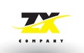 ZX Z X Black and Yellow Letter Logo with Swoosh.