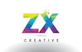 ZX Z X Colorful Letter Origami Triangles Design Vector.