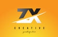 ZX Z X Letter Modern Logo Design with Yellow Background and Swoosh.