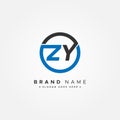 ZY Minimal Vector Logo - Simple Business Logo for Monogram Z and Y Royalty Free Stock Photo