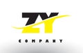 ZY Z Y Black and Yellow Letter Logo with Swoosh.
