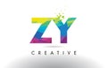 ZY Z Y Colorful Letter Origami Triangles Design Vector.