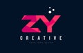 ZY Z Y Letter Logo with Purple Low Poly Pink Triangles Concept