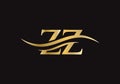 ZZ Logo design vector. Swoosh letter ZZ logo design. Initial ZZ letter linked logo vector template