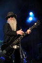 ZZ Top ,the bassist Dusty Hill during the concert Royalty Free Stock Photo