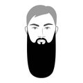 ZZ Top Beard style men in face illustration Facial hair mustache. Vector grey black portrait male Fashion template Royalty Free Stock Photo