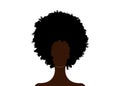 Afro wig man or woman trendy curly African black hair silhouette fashion beauty style. Vector isolated on white background Royalty Free Stock Photo