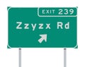 Zzyzx Route Exit direction Road sign Royalty Free Stock Photo
