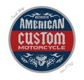 Custom Motorcycle American Badge print design, vector emblem illustration.