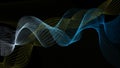 The illustrations and clipart. Yellow, white and blue wavy lines in darkspace Royalty Free Stock Photo