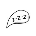 Zzz doodle comic speech bubble