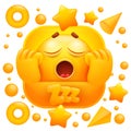 Zzz web sticker.Yellow emoji yawning sleepy character. cartoon 3d style. Social media icon