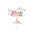 Colorful music stand with music notes isolated vector illustration design. Music background. Music festival poster, live concert e Royalty Free Stock Photo