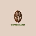 Rustic Retro Vintage Coffee Bean Tree Cafe Farm Shop Logo Design Royalty Free Stock Photo