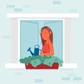 Life in big cities. Social isolation during epidemic. Cute vector illustration in a flat style Royalty Free Stock Photo