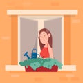 Life in big cities. Social isolation during epidemic. Cute vector illustration in a flat style Royalty Free Stock Photo